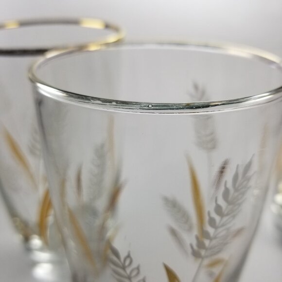 Libby Wheat Spray Cocktail Glasses, White and Gold Wheat Tumblers, Circa 1960 - Picture 10 of 15